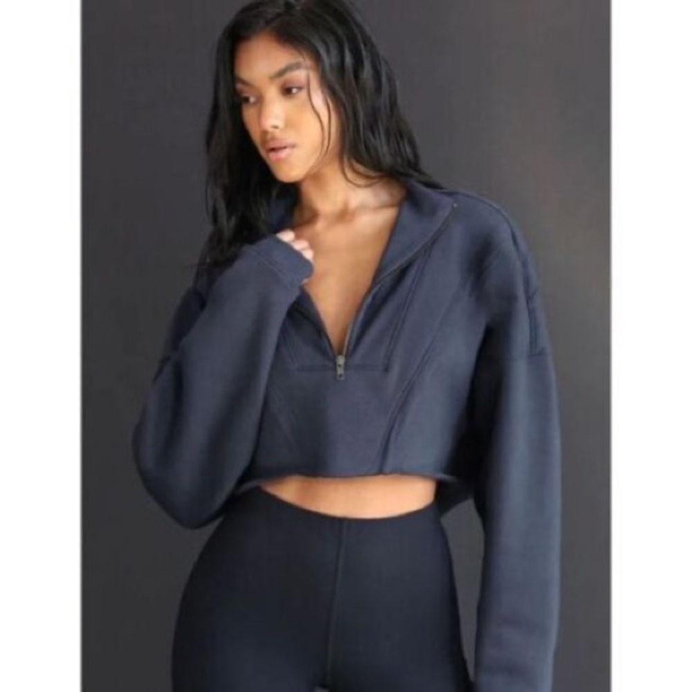Joah brown cropped half zip S/M